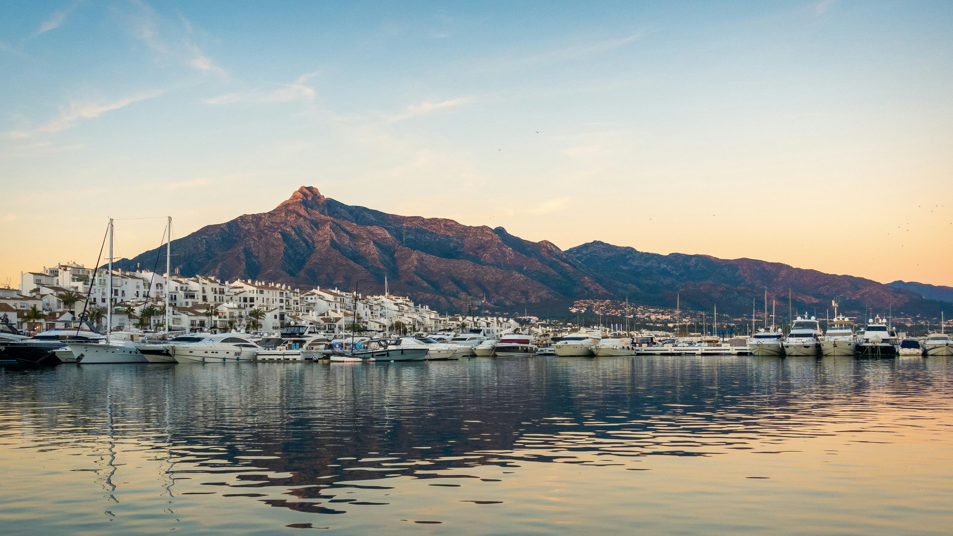 Yachts moored in Marbella marina
